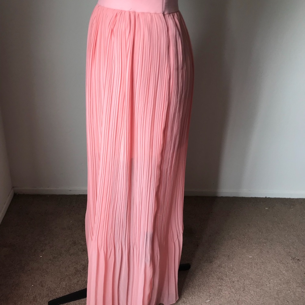 SOLDStunning long flowey coral thick pleated skirt - Picture 4 of 6